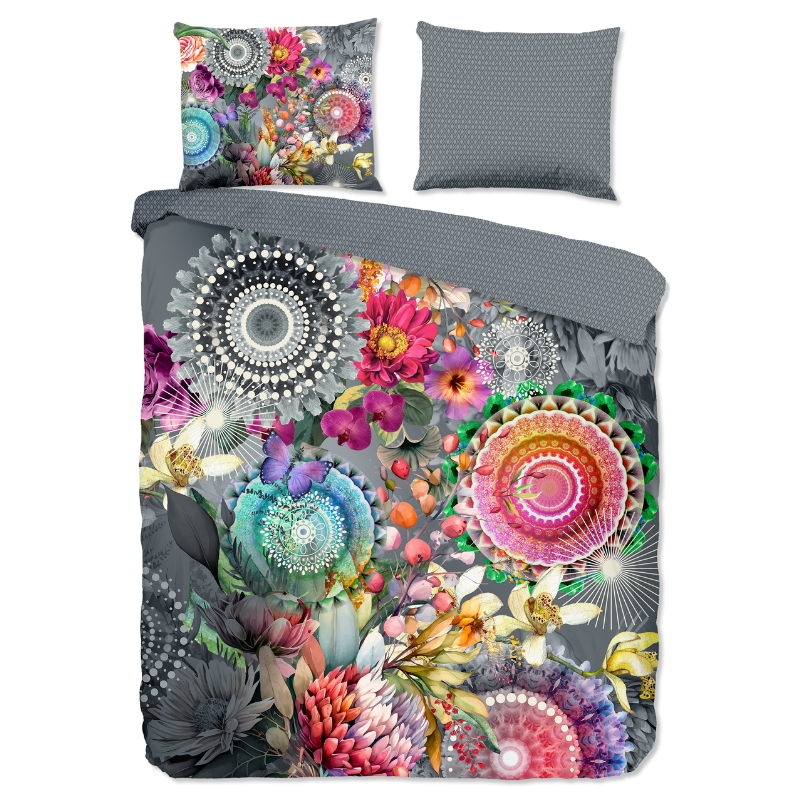 Dekbedovertrek Katoen-Satijn - Olinga - Tweepersoons (200x200 Cm) - Meerkleurig Katoen-satijn Katoen - Dieren & Natuur & Bloemen - HIP - Dekbed-Discounter.nl
