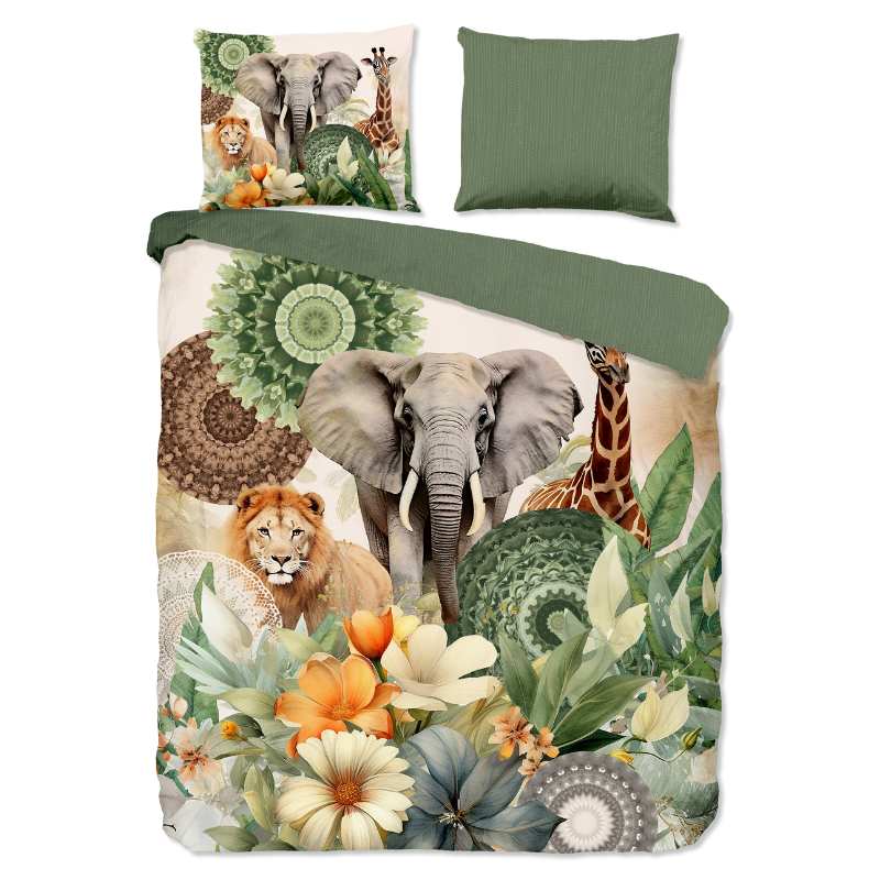 Dekbedovertrek Katoen-Satijn - Sagadar - Tweepersoons (200x200 Cm) - Meerkleurig Katoen-satijn Katoen - Dieren & Natuur & Bloemen - HIP - Dekbed-Discounter.nl