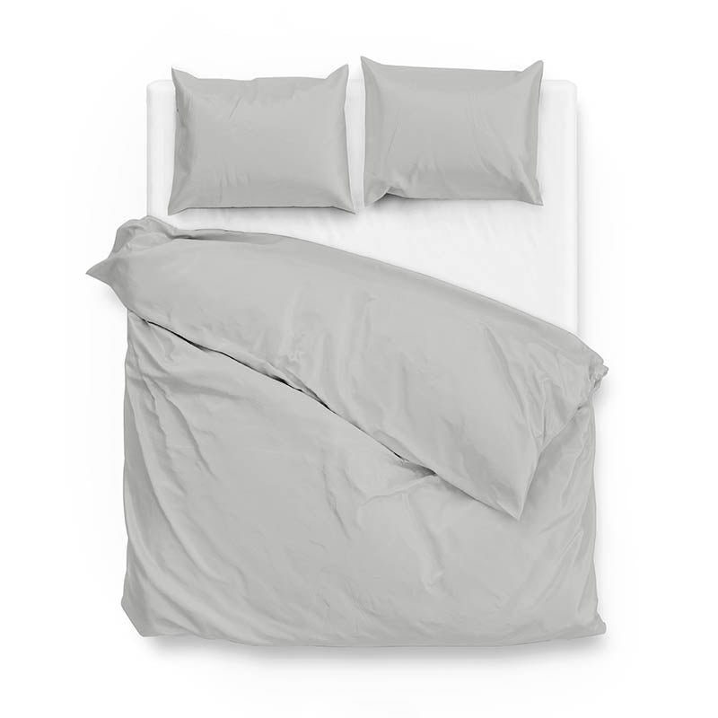 Dekbedovertrek Katoen-Satijn - Satinado - Ash Grey - Lits-Jumeaux XL (260x200 Cm) - Grijs Katoen-satijn - Effen - Zo!Home - Dekbed-Discounter.nl