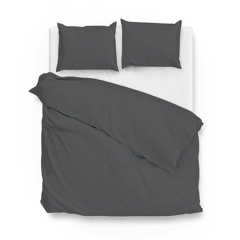 Dekbedovertrek Katoen-Satijn - Satinado - Classic Antraciet - Tweepersoons (200x200 Cm) - Antraciet Katoen-satijn - Effen - Zo!Home - Dekbed-Discounter.nl