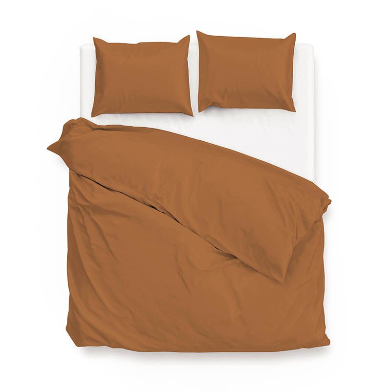 Dekbedovertrek Katoen-Satijn - Satinado - Cognac Brown - Lits-Jumeaux (240x220 Cm) - Bruin Katoen-satijn - Effen - Zo!Home - Dekbed-Discounter.nl