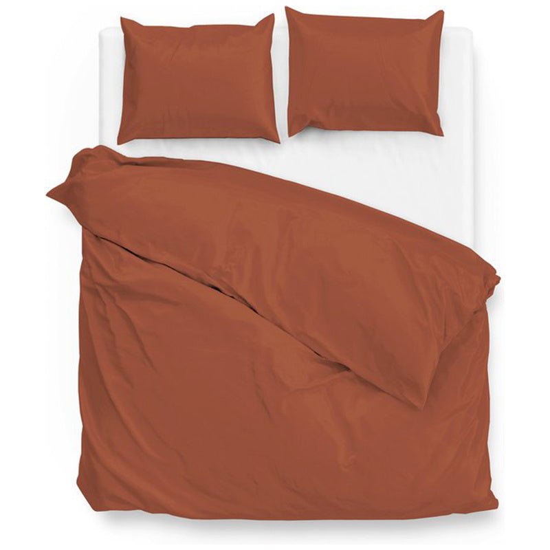 Dekbedovertrek Katoen-Satijn- Satinado - Copper Orange - Eenpersoons (140x200 Cm) - Oranje Katoen-satijn - Effen - Zo!Home - Dekbed-Discounter.nl