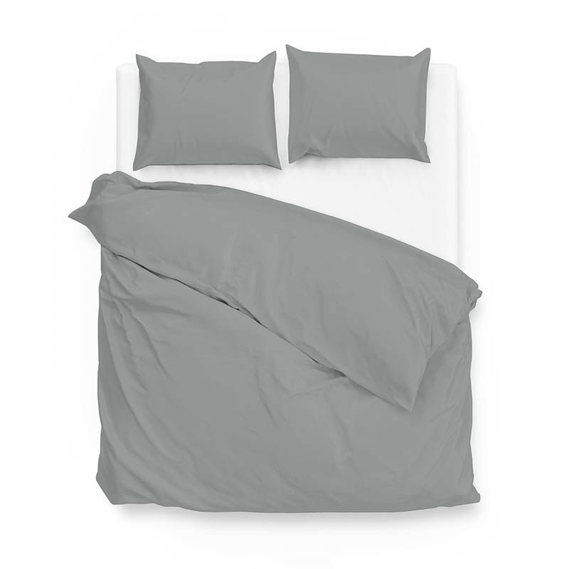 Dekbedovertrek Katoen-Satijn - Satinado - Iron Grey - Lits-Jumeaux XL (260x200 Cm) - Grijs Katoen-satijn - Effen - Zo!Home - Dekbed-Discounter.nl