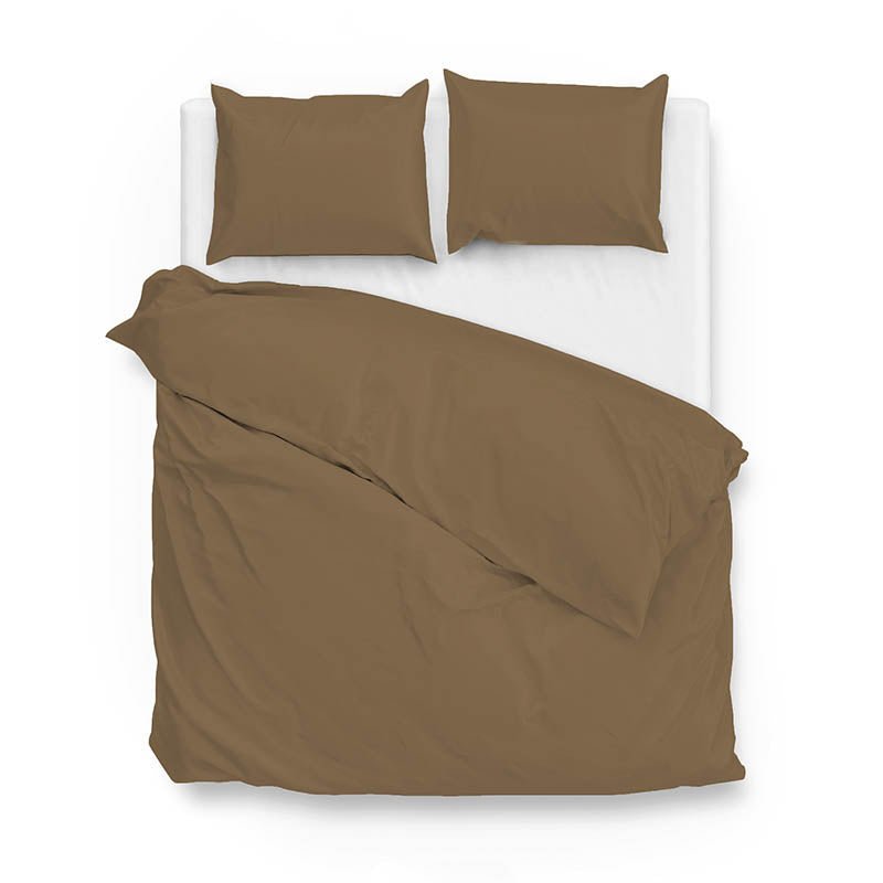 Dekbedovertrek Katoen-Satijn - Satinado - Real Taupe - Eenpersoons (140x200 Cm) - Taupe Katoen-satijn - Effen - Zo!Home - Dekbed-Discounter.nl