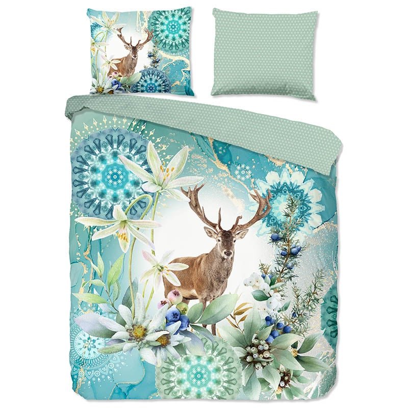 Dekbedovertrek - Katoen-Satijn - Xela - Eenpersoons (140x200 Cm) - Meerkleurig Katoen-satijn Katoen - Natuur & Bloemen & Dieren - HIP - Dekbed-Discounter.nl