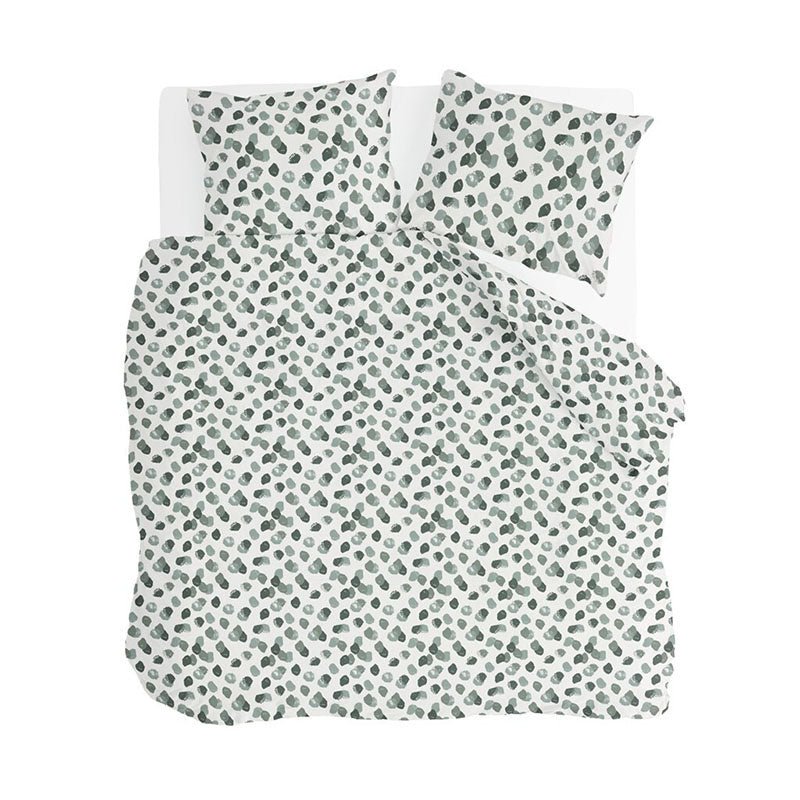 Dekbedovertrek Katoen - Spotty Animal - Groen - Lits-Jumeaux (240x220 Cm) - Groen & Wit & Meerkleurig Katoen - Stippen - Byrklund - Dekbed-Discounter.nl