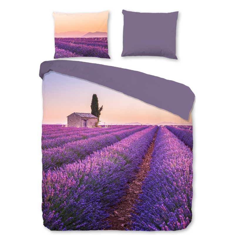 Dekbedovertrek Lavender - Tweepersoons (200x200 Cm) - Paars & Meerkleurig Microvezel - Natuur & Bloemen - Pure - Dekbed-Discounter.nl