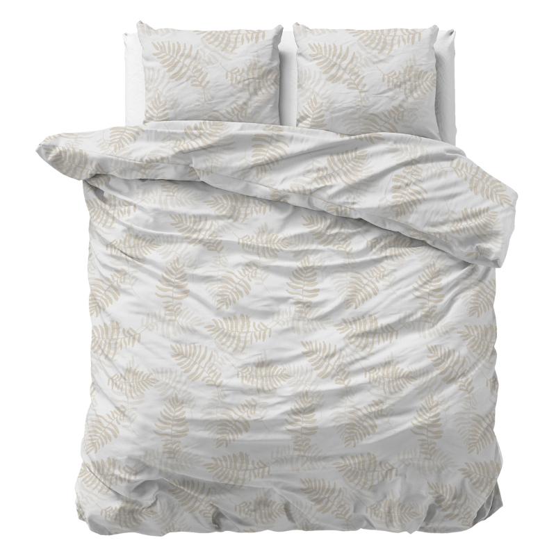 Dekbedovertrek - Leaves Light - Tweepersoons (200x200 Cm) - Wit Microvezel - - Sleeptime Classy - Dekbed-Discounter.nl