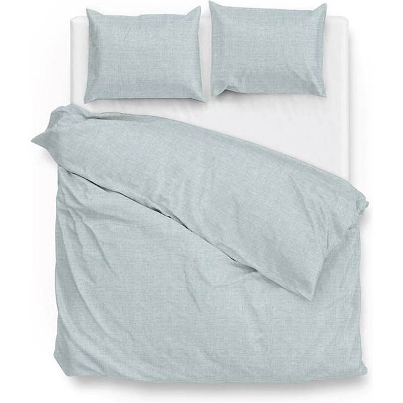 Dekbedovertrek Lino Katoen - Mint Groen - Eenpersoons (140x200 Cm) - Groen Katoen - Ruiten - Zo!Home - Dekbed-Discounter.nl