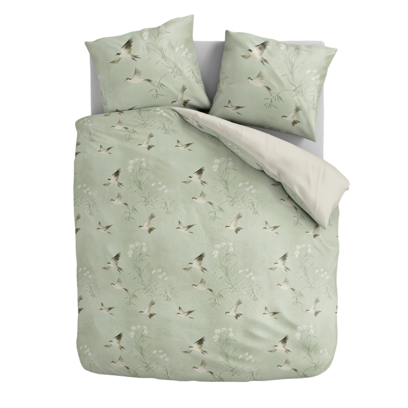 Dekbedovertrek Lotus Birds - Lits-Jumeaux (240x220 Cm) - Meerkleurig Microvezel - - Fresh And Co - Dekbed-Discounter.nl