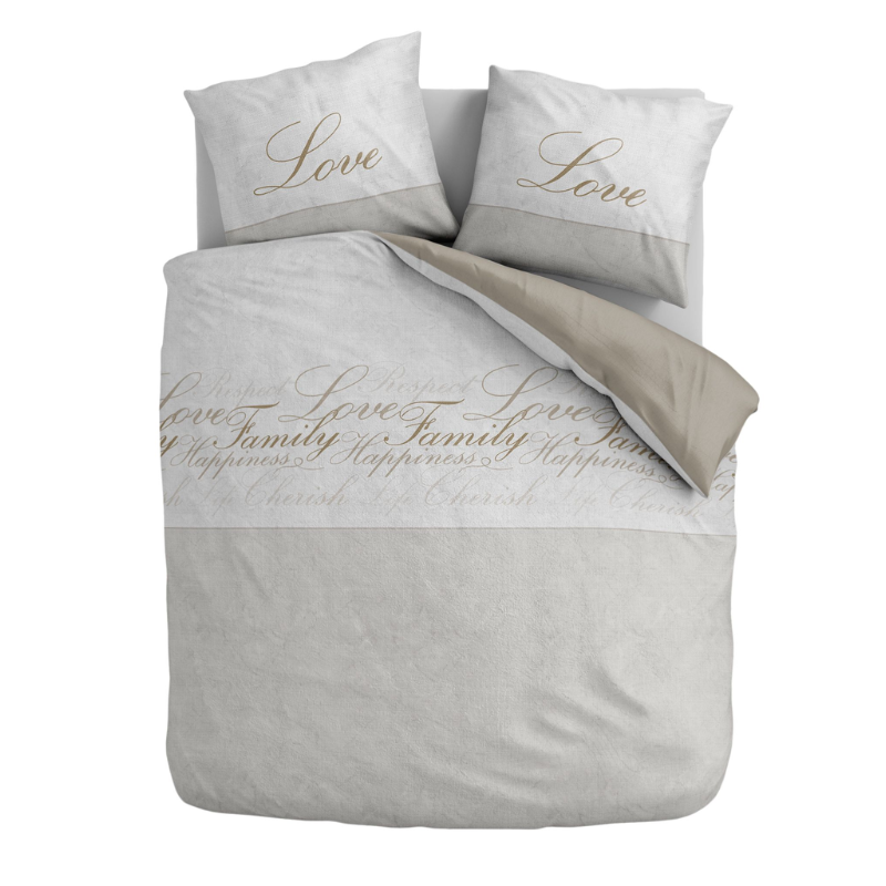 Dekbedovertrek Love & Family - Tweepersoons (200x200 Cm) - Meerkleurig Microvezel - - Fresh And Co - Dekbed-Discounter.nl