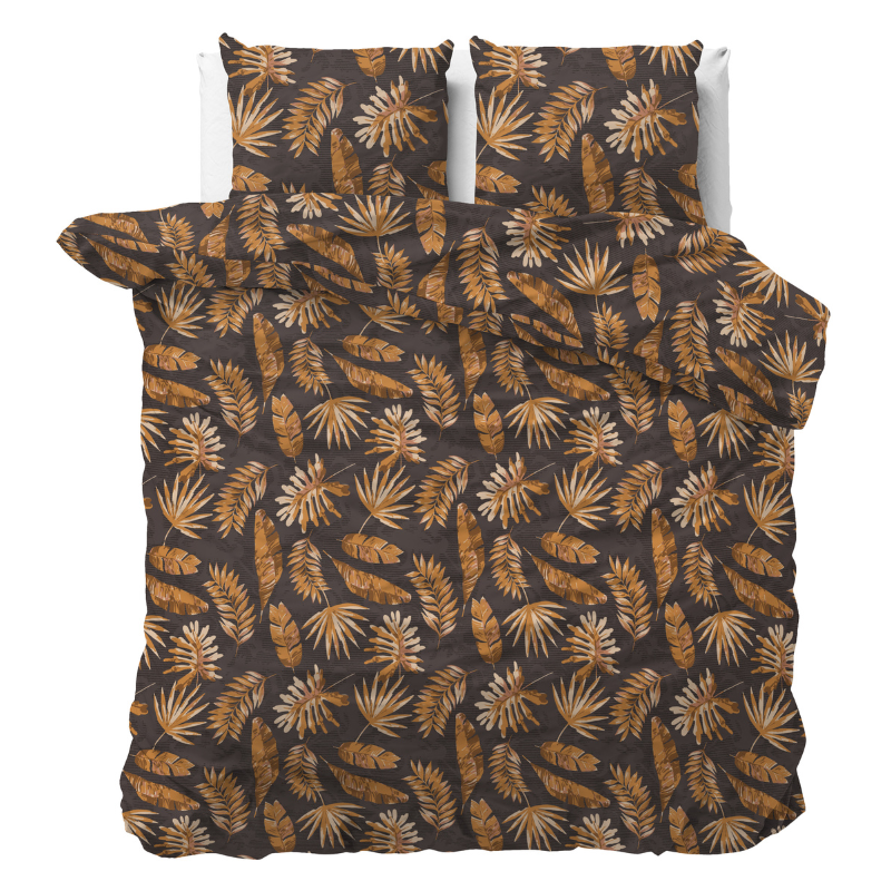 Dekbedovertrek Luusje - Lits-Jumeaux (240x220 Cm) - Goud Microvezel - Patroon & Bloemen - Sleeptime - Dekbed-Discounter.nl