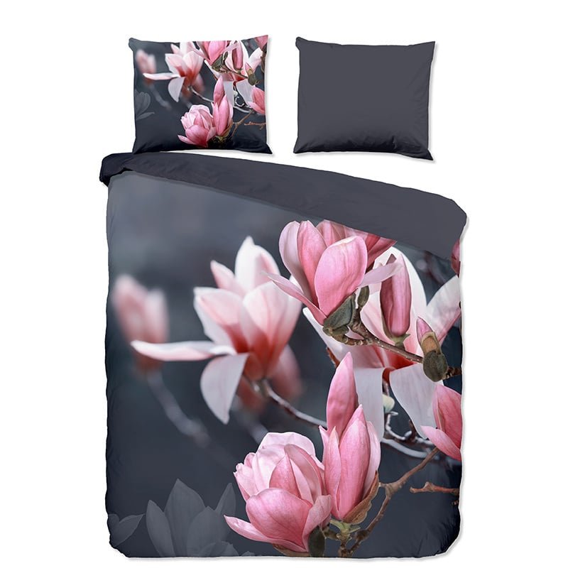 Dekbedovertrek Macy - Lits-Jumeaux (240x220 Cm) - Antraciet & Meerkleurig Microvezel - Bloemen - Pure - Dekbed-Discounter.nl