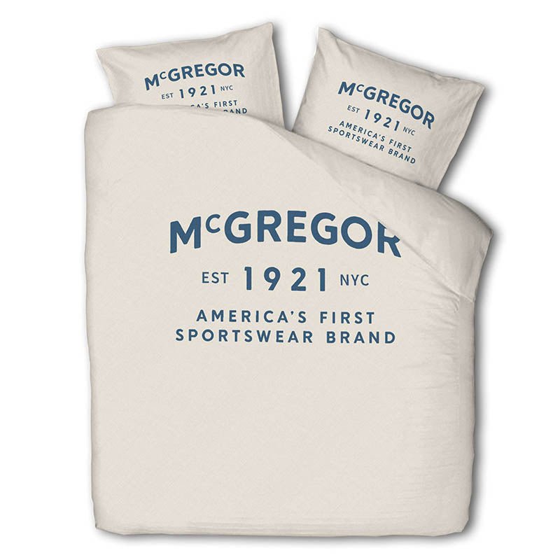 Dekbedovertrek McGregor - Katoen - Boston - Beige - Lits-Jumeaux (240x240 Cm) - Beige & Off-white Katoen - Tekst & Hotel Luxe - McGregor - Dekbed-Discounter.nl