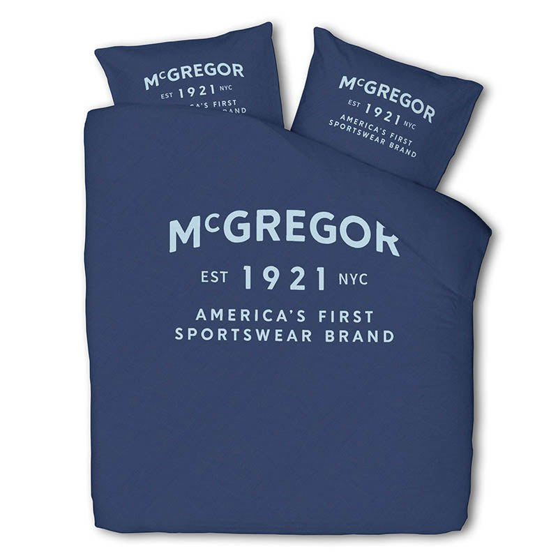 Dekbedovertrek McGregor - Katoen - Boston - Blauw - Lits-Jumeaux (240x240 Cm) - Blauw Katoen - Tekst & Hotel Luxe - McGregor - Dekbed-Discounter.nl