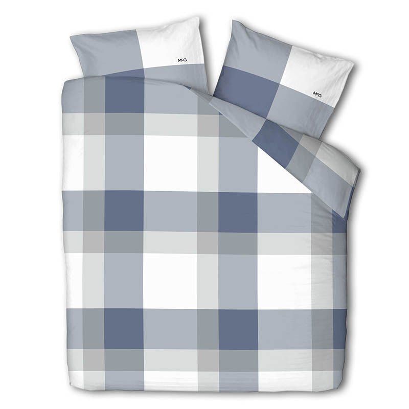 Dekbedovertrek McGregor - Katoen-Flanel - Blue Check - Eenpersoons (140x200 Cm) - Wit & Blauw Flanel Katoen - Strepen - McGregor - Dekbed-Discounter.nl