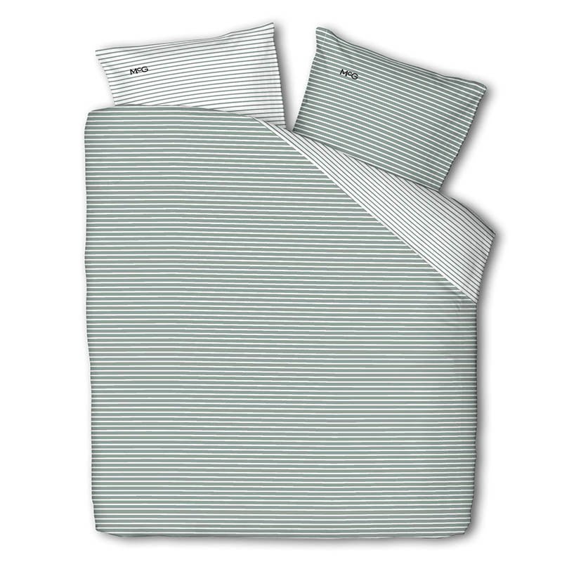 Dekbedovertrek McGregor - Katoen-Flanel - Earthy Greens - Tweepersoons (200x200 Cm) - Groen & Wit Flanel Katoen - Strepen & Hotel Luxe - McGregor - Dekbed-Discounter.nl