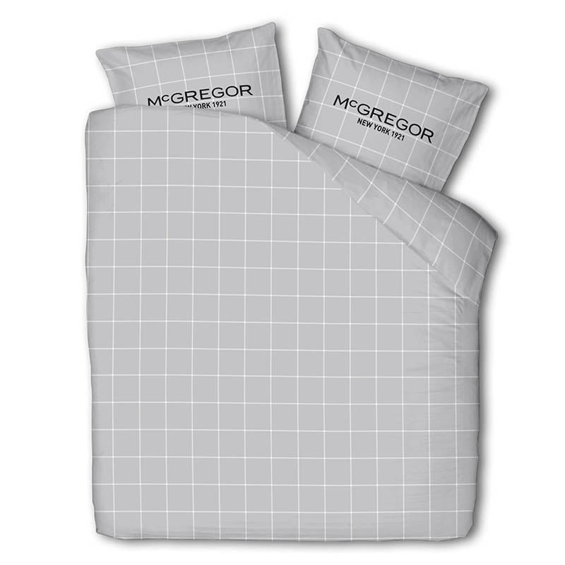 Dekbedovertrek McGregor - Katoen-Flanel - Gray Grid. - Lits-Jumeaux (240x240 Cm) - Grijs Katoen Flanel - Strepen - McGregor - Dekbed-Discounter.nl