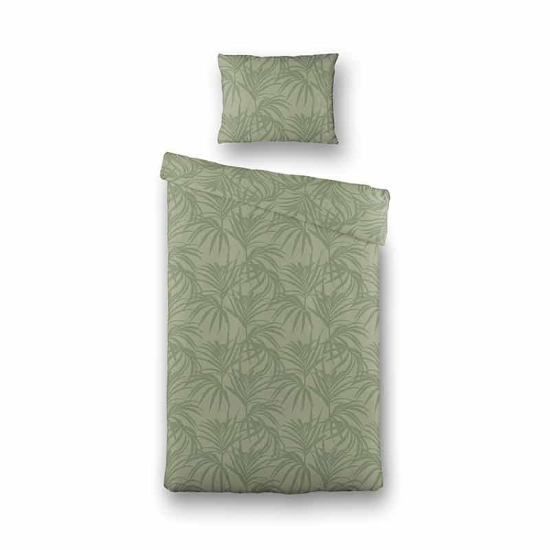 Dekbedovertrek Mink Palms - Jade - Eenpersoons (140x200 Cm) - Groen Microvezel - Natuur - Fresh And Co - Dekbed-Discounter.nl