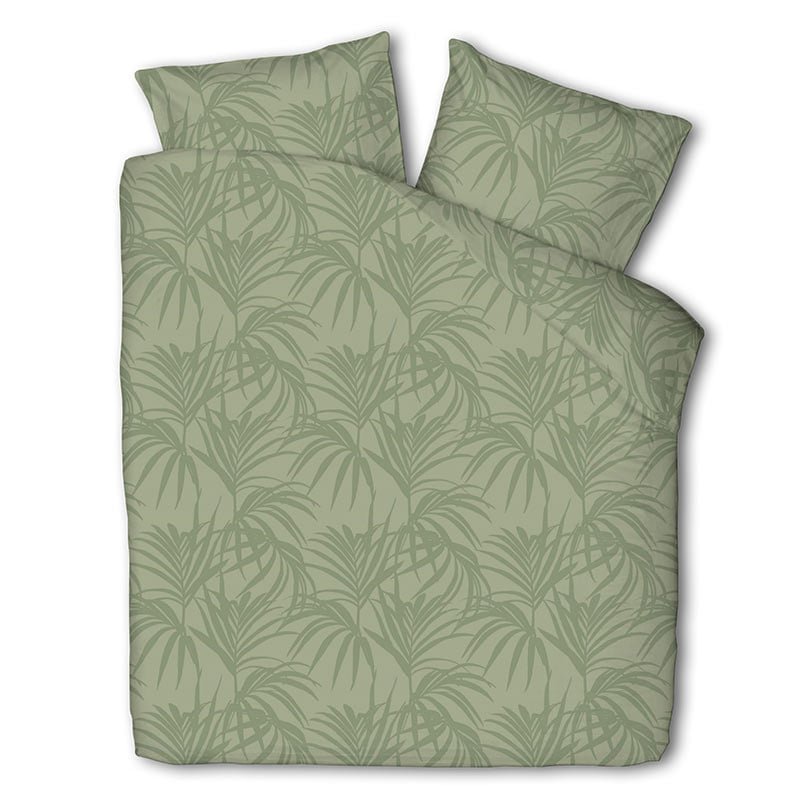 Dekbedovertrek Mink Palms - Jade - Tweepersoons (200x200 Cm) - Groen Microvezel - Natuur - Fresh And Co - Dekbed-Discounter.nl