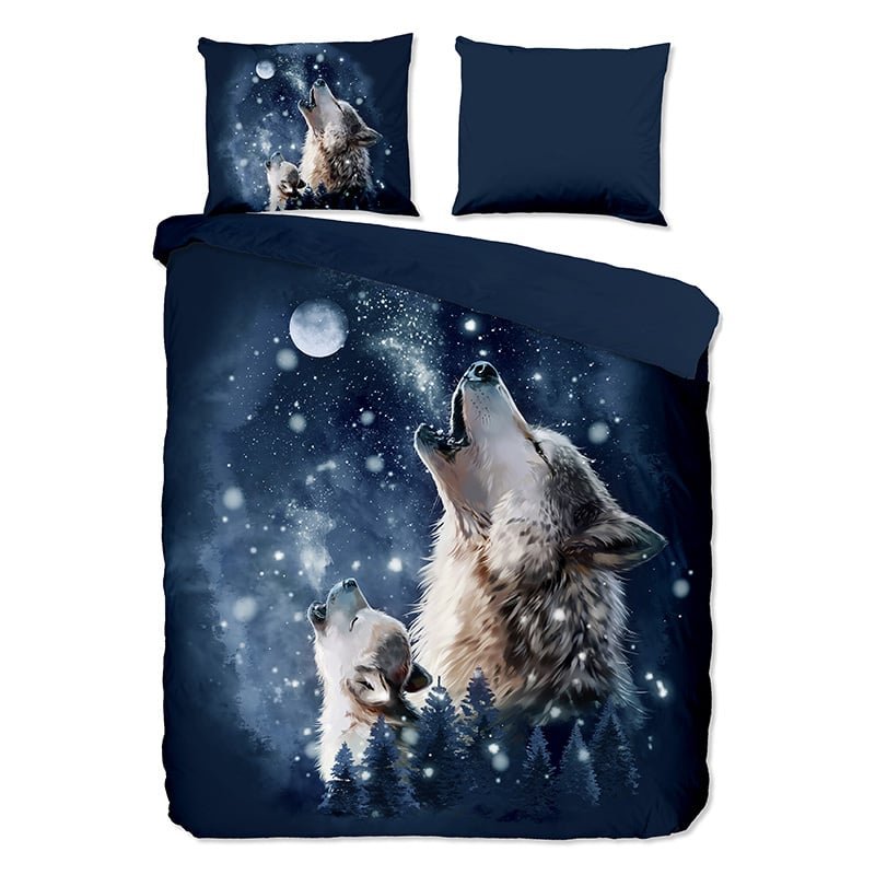 Dekbedovertrek Moon - Tweepersoons (200x200 Cm) - Blauw Microvezel - Dieren - Pure - Dekbed-Discounter.nl