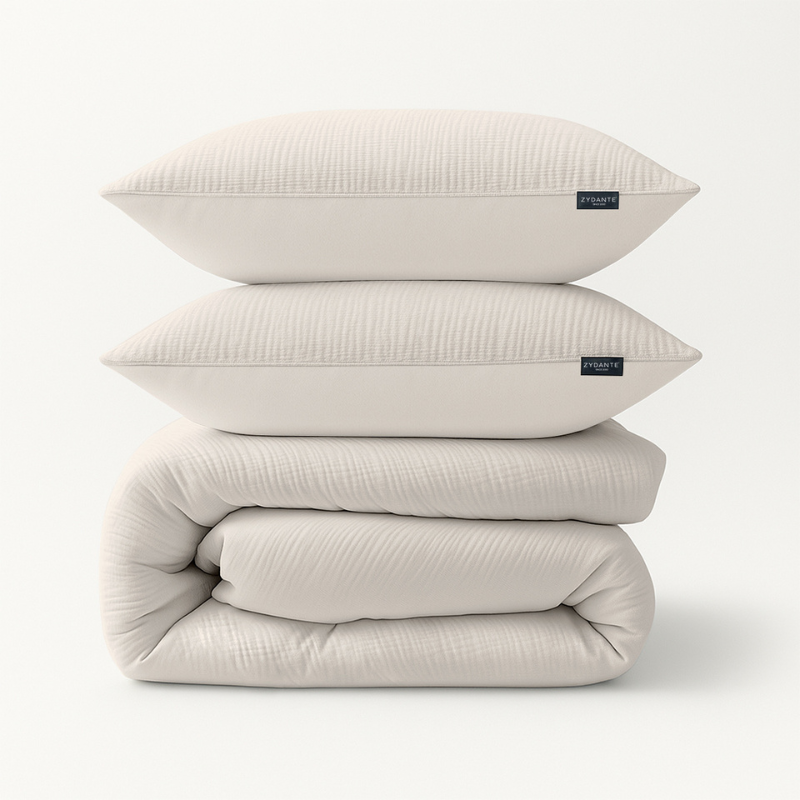 Dekbedovertrek Mousseline - Off White - Lits-Jumeaux (240x220 Cm) - Wit & Grijs & Bruin & Roze & Taupe & Petrol & Off-white Microvezel - Effen - - Dekbed-Discounter.nl