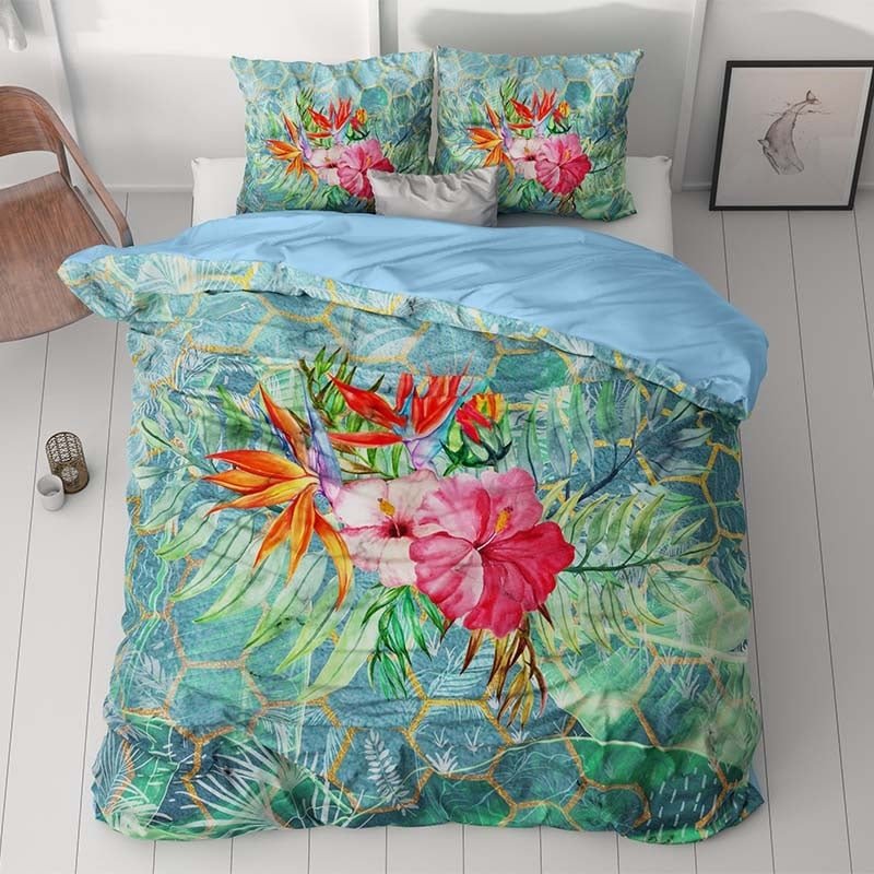 Dekbedovertrek Nadin - Lits-Jumeaux (240x220 Cm) - Meerkleurig Microvezel - Bloemen - Manilla - Dekbed-Discounter.nl