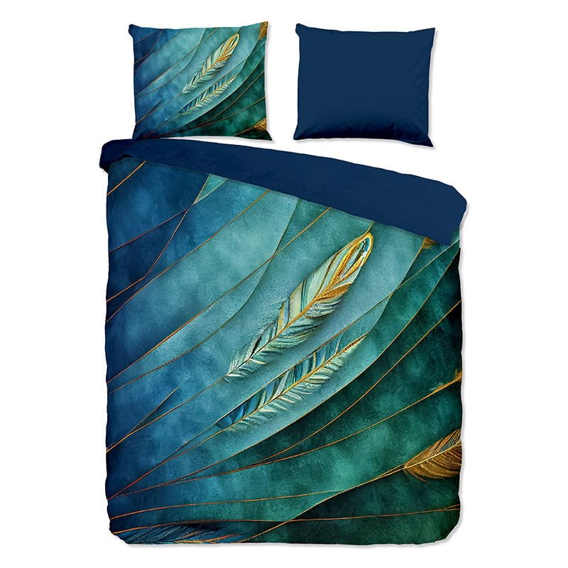 Dekbedovertrek Neva - Eenpersoons (140x200 Cm) - Blauw Microvezel - Veren - Pure - Dekbed-Discounter.nl