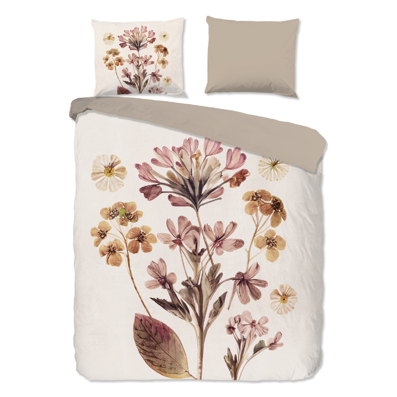 Dekbedovertrek Okuyasu - Tweepersoons (200x200 Cm) - Meerkleurig Microvezel - Bloemen - Pure - Dekbed-Discounter.nl