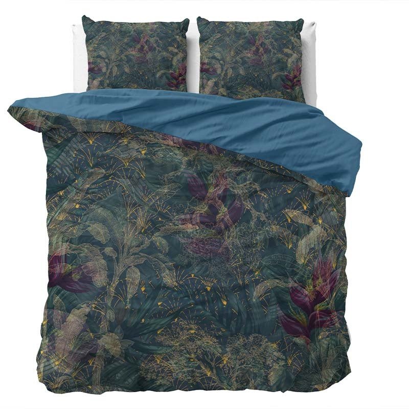 Dekbedovertrek Olya - Tweepersoons (200x200 Cm) - Blauw Microvezel - Natuur - Manilla - Dekbed-Discounter.nl