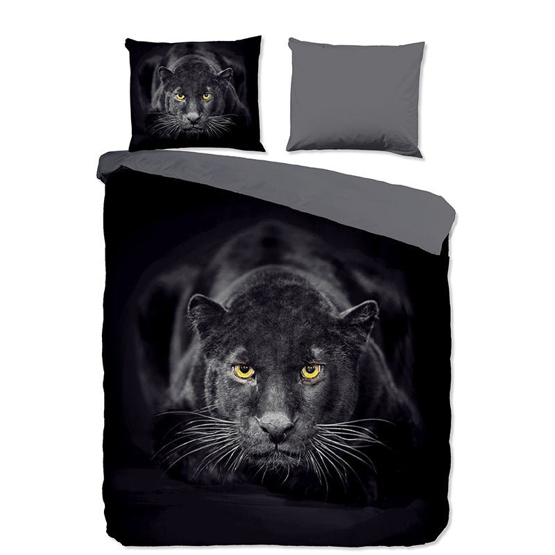 Dekbedovertrek Panter - Eenpersoons (140x200 Cm) - Zwart & Grijs Microvezel - Dieren - Pure - Dekbed-Discounter.nl