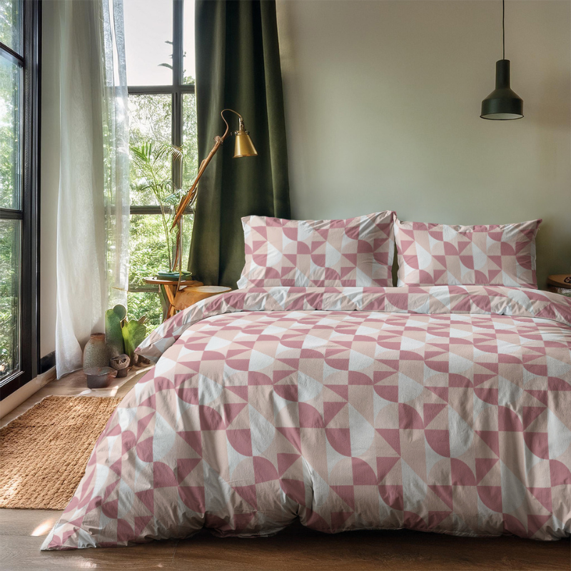 Dekbedovertrek Pastel Sharpes - Lits-Jumeaux (240x220 Cm) - Roze Microvezel - Natuur - Zydante - Dekbed-Discounter.nl