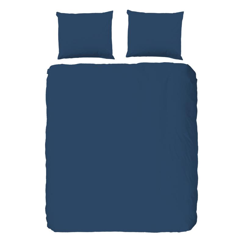 Dekbedovertrek Percale-Katoen - Donkerblauw - Tweepersoons (200x200 Cm) - Donkerblauw Katoen Percale Katoen - Effen - Good Morning - Dekbed-Discounter.nl