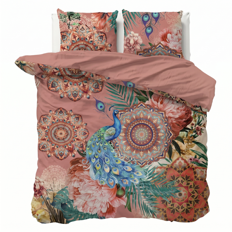 Dekbedovertrek Percale Katoen - Peacock Dream - Tweepersoons (200x200 Cm) - Meerkleurig Percale Katoen - Effen - Presence - Dekbed-Discounter.nl