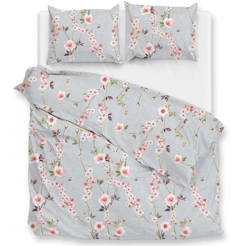 Dekbedovertrek Percale Katoen - Rafa - Lits-Jumeaux XL (260x200 Cm) - Blauw Percale Katoen - Bloemen - Zo!Home - Dekbed-Discounter.nl