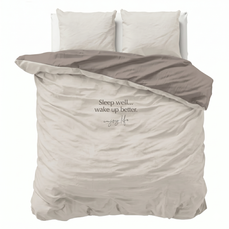 Dekbedovertrek Percale-Katoen - Sleep Well - Lits-Jumeaux XL (260x200 Cm) - Wit & Grijs Percale Katoen - Effen - Presence - Dekbed-Discounter.nl