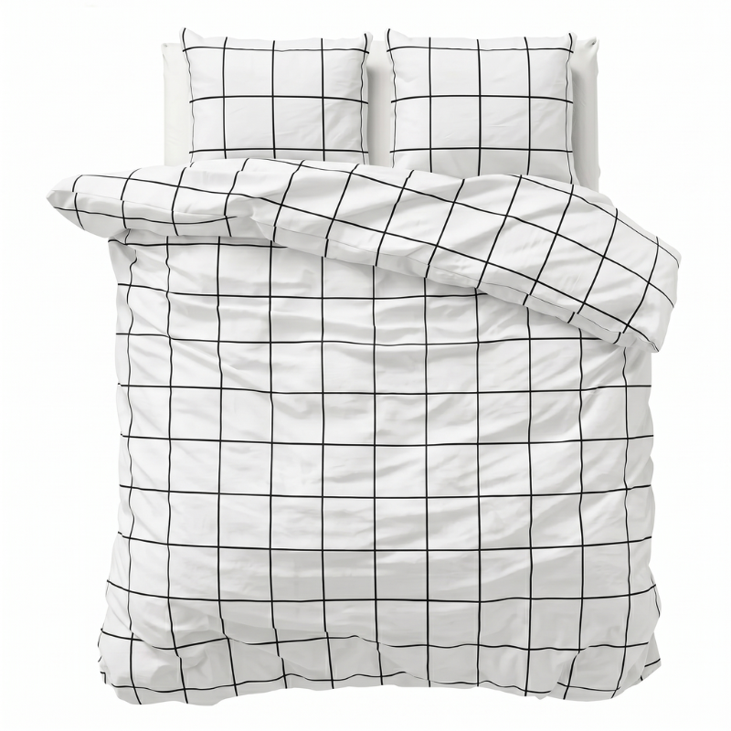 Dekbedovertrek Percale Katoen - Squared Wit - Lits-Jumeaux XL (260x200 Cm) - Wit Percale Katoen - Effen - Presence - Dekbed-Discounter.nl