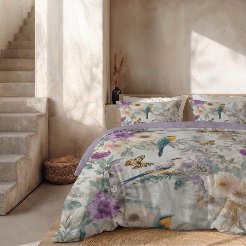 Dekbedovertrek Percale Katoen - Tropic Fade - Tweepersoons (200x200 Cm) - Meerkleurig Percale Katoen - Effen - Presence - Dekbed-Discounter.nl