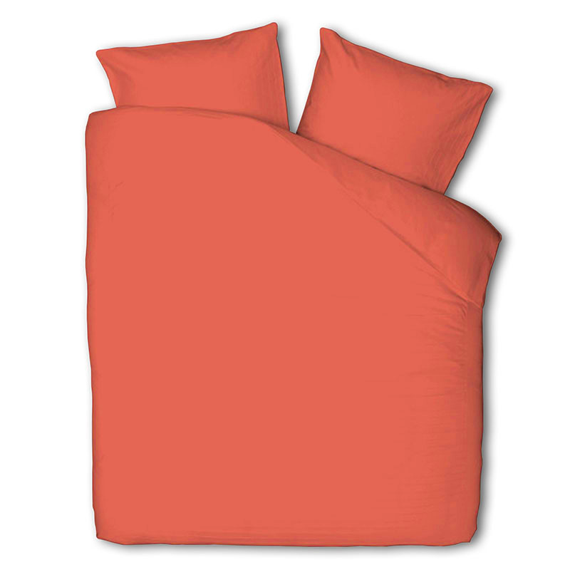 Dekbedovertrek Percale-Katoen - Uni - Koraal - Tweepersoons (200x200 Cm) - Rood Percale Katoen Katoen - Effen - Presence - Dekbed-Discounter.nl