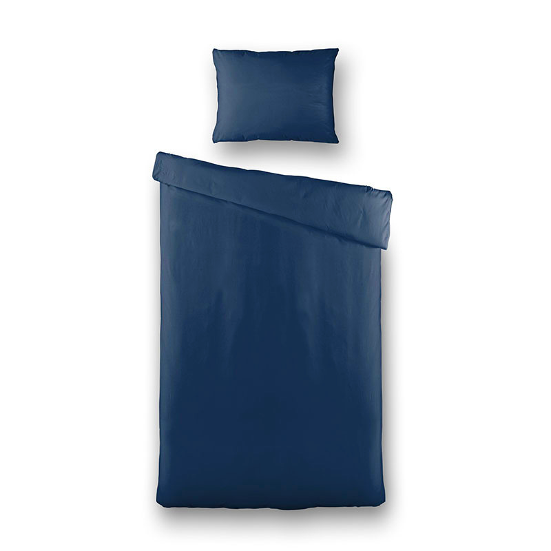 Dekbedovertrek Percale-Katoen - Uni - Navy - Eenpersoons (140x200 Cm) - Navy Percale Katoen Katoen - Effen - Presence - Dekbed-Discounter.nl