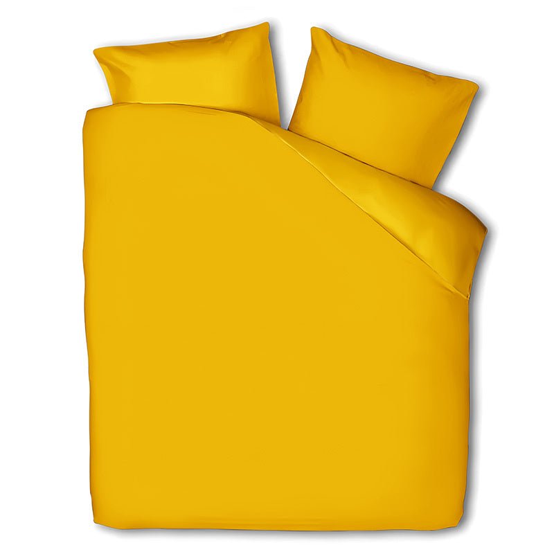 Dekbedovertrek Percale-Katoen - Uni - Okergeel - Tweepersoons (200x200 Cm) - Okergeel Percale Katoen Katoen - Effen - Presence - Dekbed-Discounter.nl