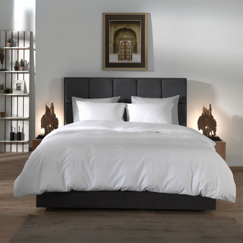 Dekbedovertrek Percale-Katoen - Wit - Lits-Jumeaux (240x220 Cm) - Wit & Off-white Katoen Percale Katoen - Effen - Yellow Suites - Dekbed-Discounter.nl