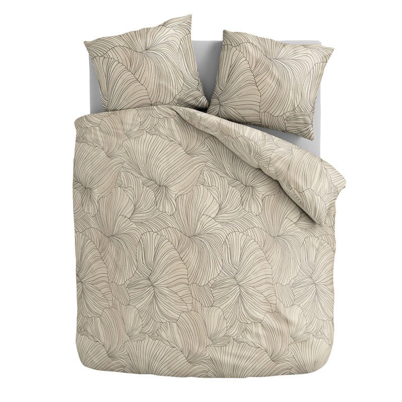 Dekbedovertrek Petal Lines - Tweepersoons (200x200 Cm) - Beige Microvezel - Patroon - Zydante - Dekbed-Discounter.nl