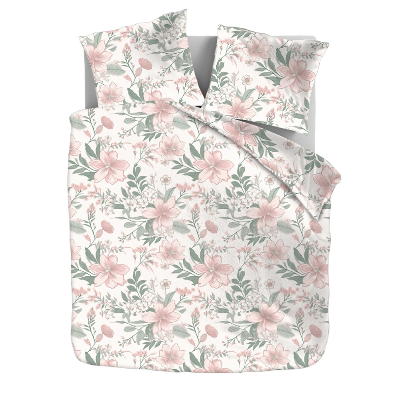 Dekbedovertrek Pink Blossom - Tweepersoons (200x200 Cm) - Meerkleurig Microvezel - - Fresh And Co - Dekbed-Discounter.nl