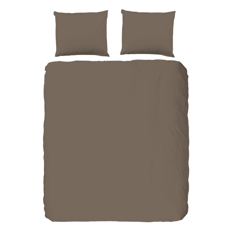 Dekbedovertrek Pure Uni - Taupe - Lits-Jumeaux (240x220 Cm) - Taupe Microvezel - Effen - Pure - Dekbed-Discounter.nl