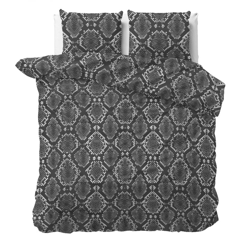 Dekbedovertrek Riley - Antraciet - Tweepersoons (200x200 Cm) - Antraciet Polyester-katoen - - Sleeptime Elegance - Dekbed-Discounter.nl