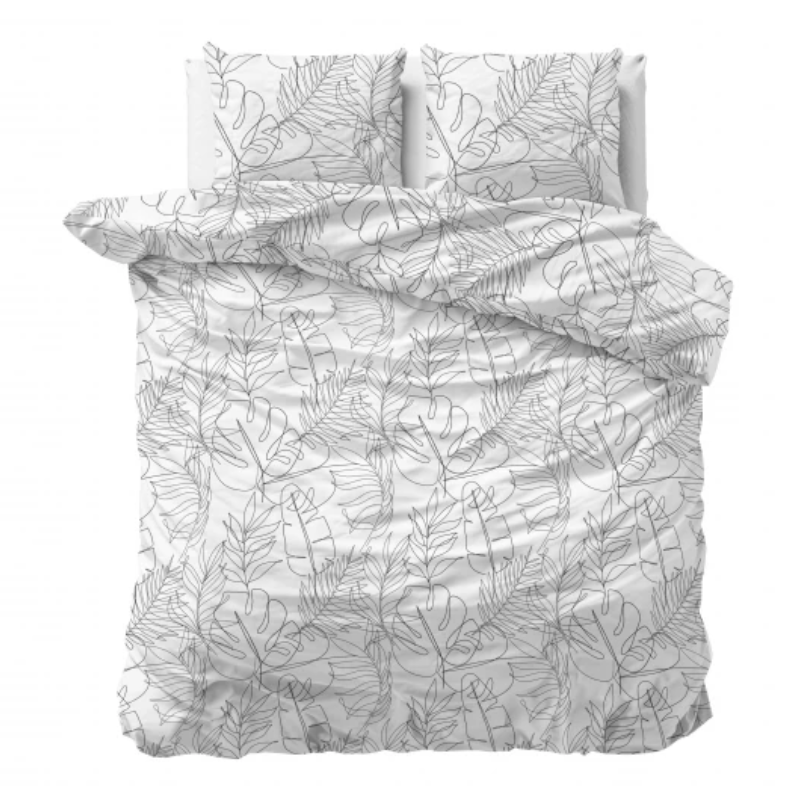 Dekbedovertrek - Simply - Lits-Jumeaux (240x220 Cm) - Wit Microvezel - Bloemen - Sleeptime Classy - Dekbed-Discounter.nl