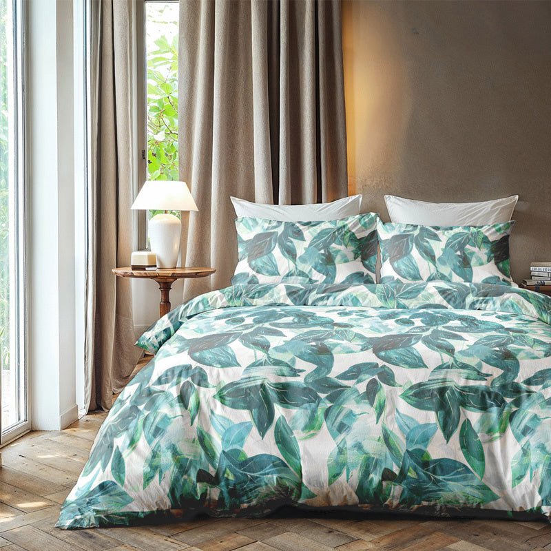 Dekbedovertrek Stylish Green - Eenpersoons (140x200 Cm) - Groen Microvezel - Bloemen - Zydante - Dekbed-Discounter.nl