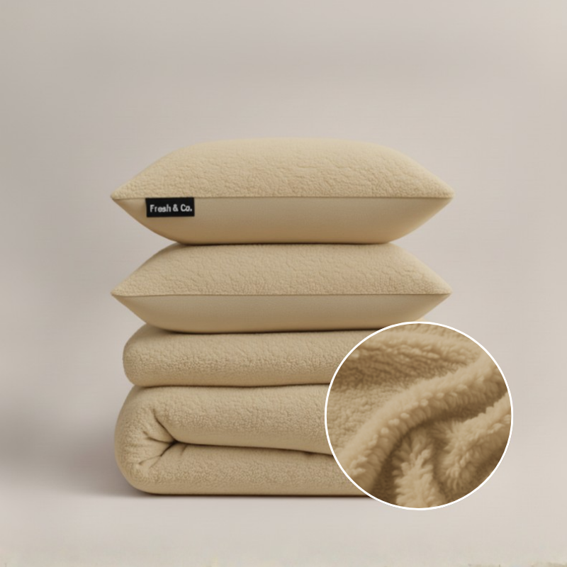 Dekbedovertrek Summer Teddy - Blush Taupe - Tweepersoons (200x200 Cm) - Taupe Microvezel Teddy - Effen - Fresh And Co - Dekbed-Discounter.nl