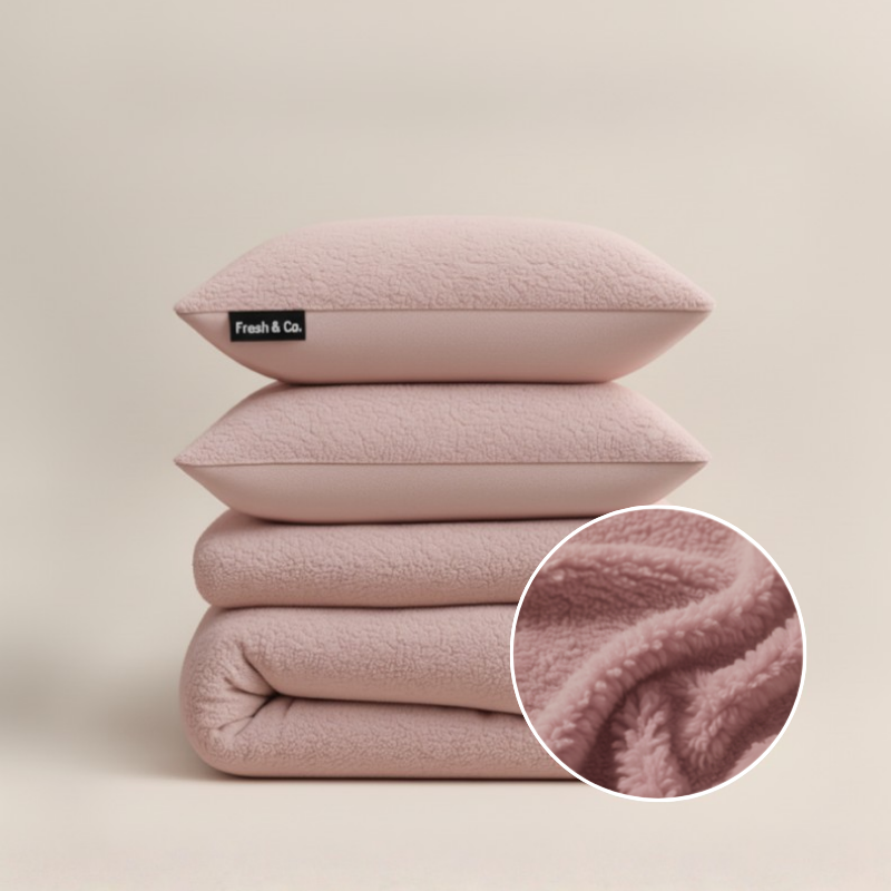 Dekbedovertrek Summer Teddy - Roze - Tweepersoons (200x200 Cm) - Roze Microvezel Teddy - Effen - Fresh And Co - Dekbed-Discounter.nl